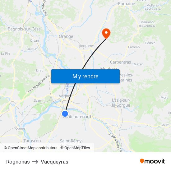 Rognonas to Vacqueyras map
