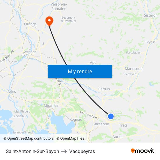 Saint-Antonin-Sur-Bayon to Vacqueyras map