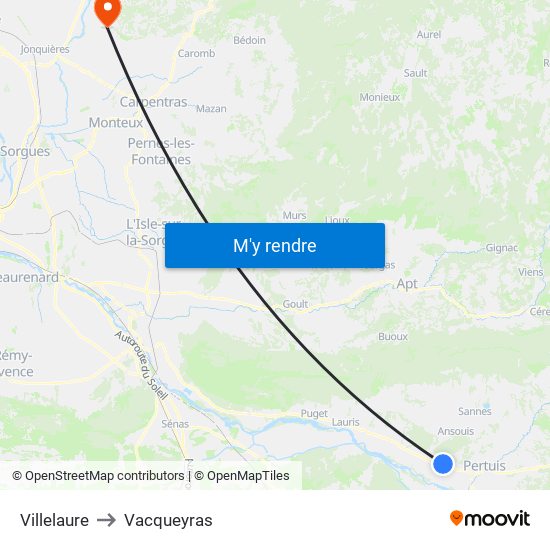 Villelaure to Vacqueyras map