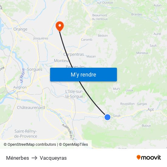Ménerbes to Vacqueyras map