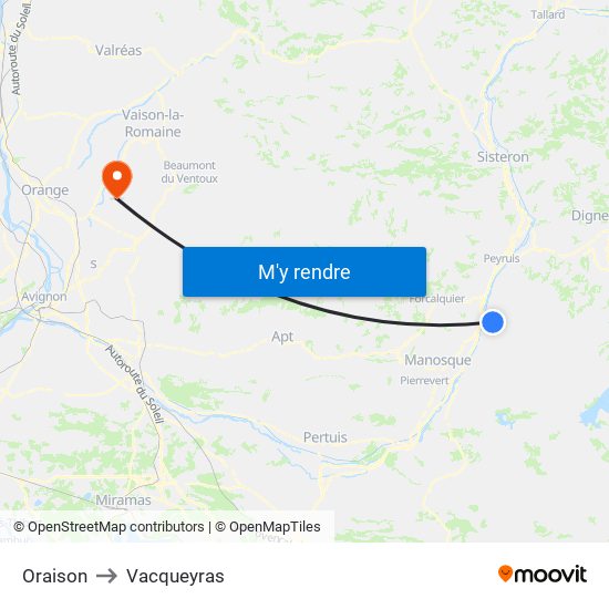 Oraison to Vacqueyras map