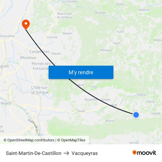 Saint-Martin-De-Castillon to Vacqueyras map