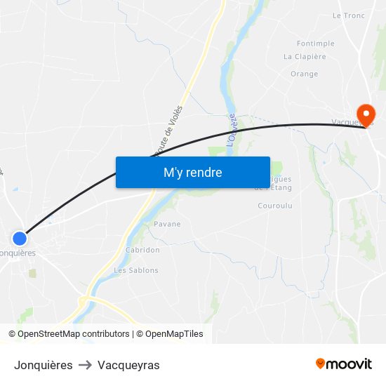 Jonquières to Vacqueyras map