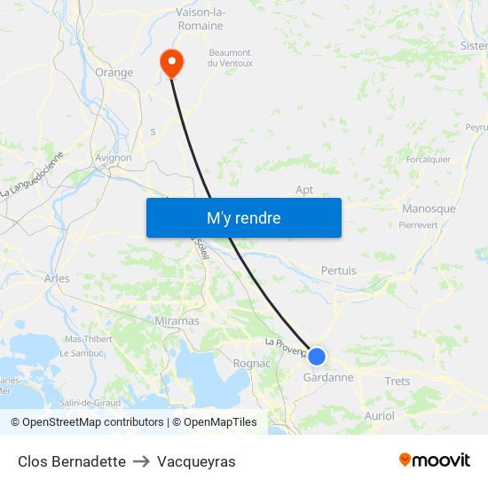 Clos Bernadette to Vacqueyras map