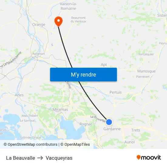 La Beauvalle to Vacqueyras map