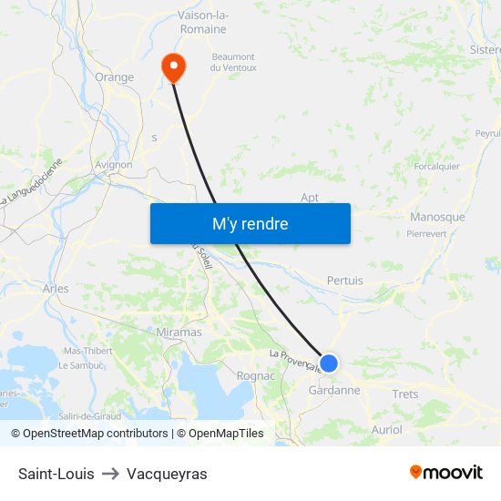 Saint-Louis to Vacqueyras map