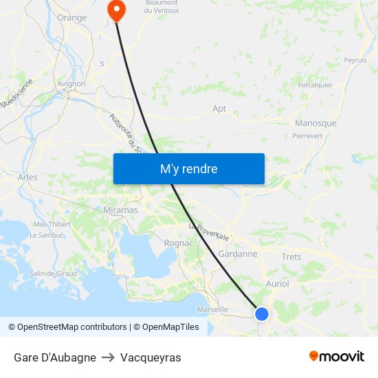 Gare D'Aubagne to Vacqueyras map