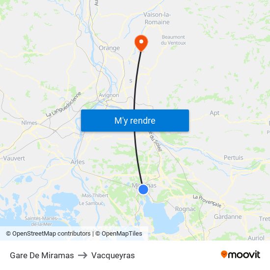 Gare De Miramas to Vacqueyras map