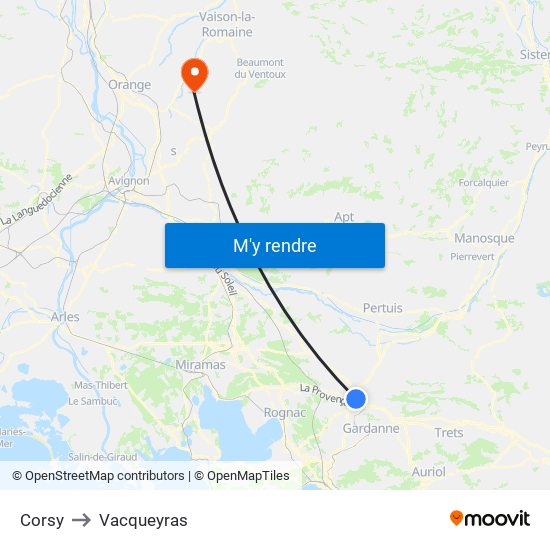Corsy to Vacqueyras map