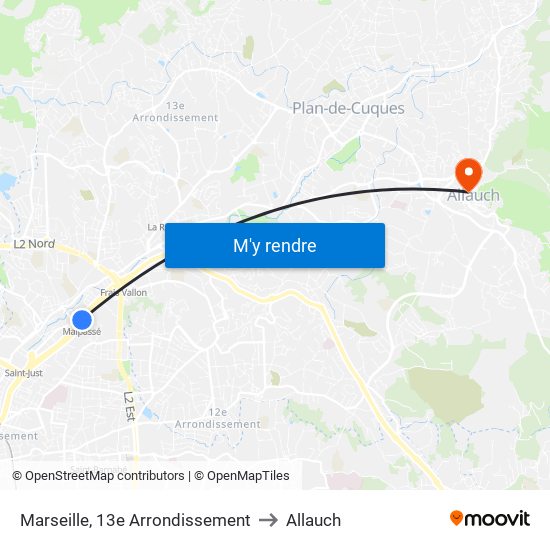 Marseille, 13e Arrondissement to Allauch map