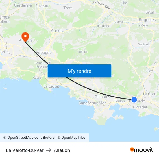 La Valette-Du-Var to Allauch map