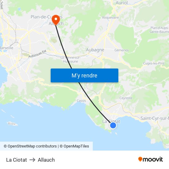 La Ciotat to Allauch map