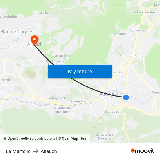 La Martelle to Allauch map