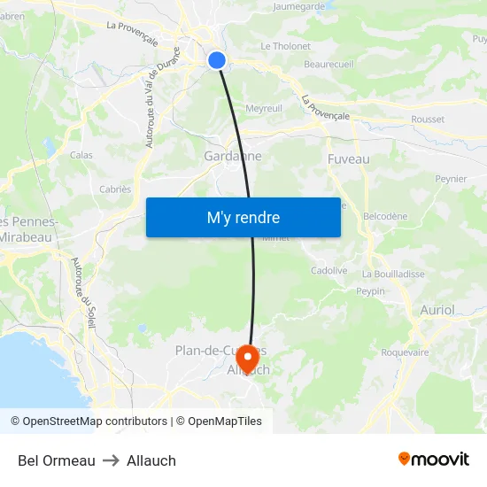 Bel Ormeau to Allauch map