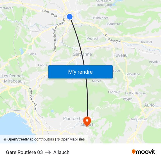 Gare Routière 03 to Allauch map