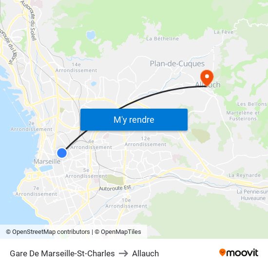 Gare De Marseille-St-Charles to Allauch map