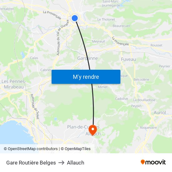 Gare Routière Belges to Allauch map