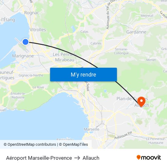 Aéroport Marseille-Provence to Allauch map