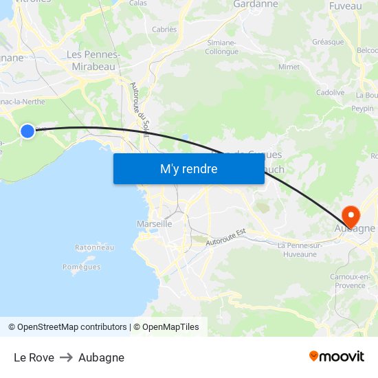 Le Rove to Aubagne map