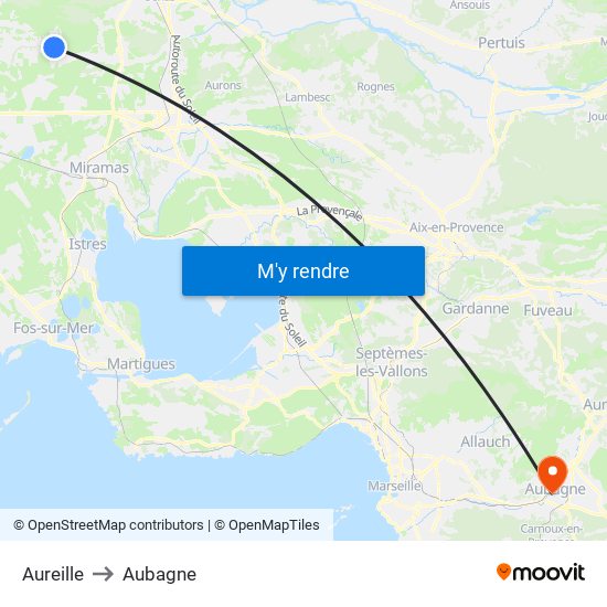 Aureille to Aubagne map