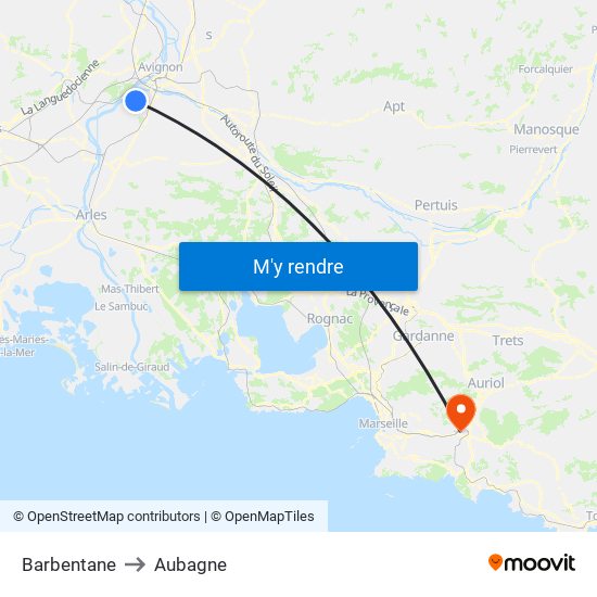 Barbentane to Aubagne map