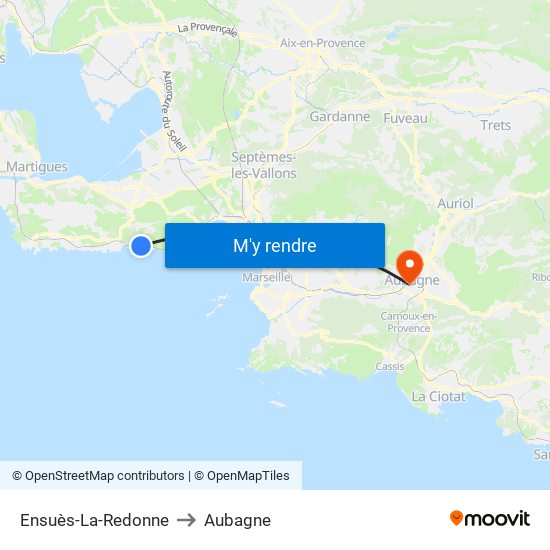 Ensuès-La-Redonne to Aubagne map