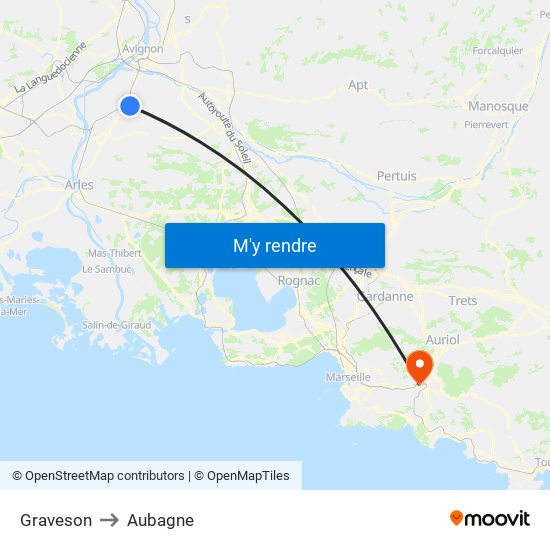 Graveson to Aubagne map