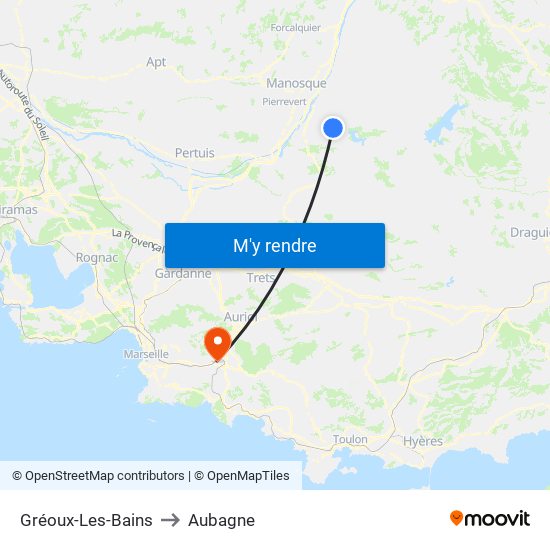 Gréoux-Les-Bains to Aubagne map