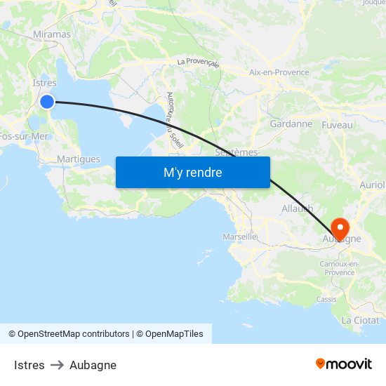 Istres to Aubagne map