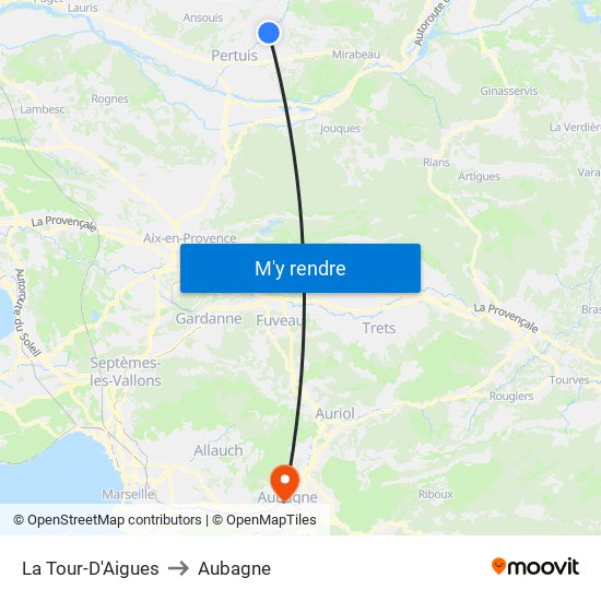 La Tour-D'Aigues to Aubagne map