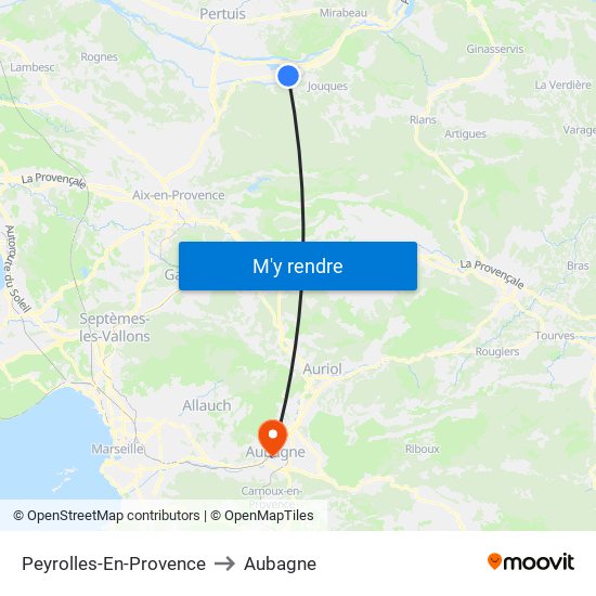 Peyrolles-En-Provence to Aubagne map