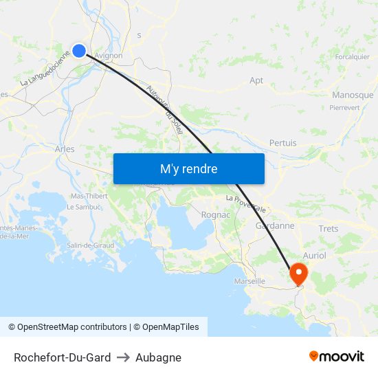 Rochefort-Du-Gard to Aubagne map