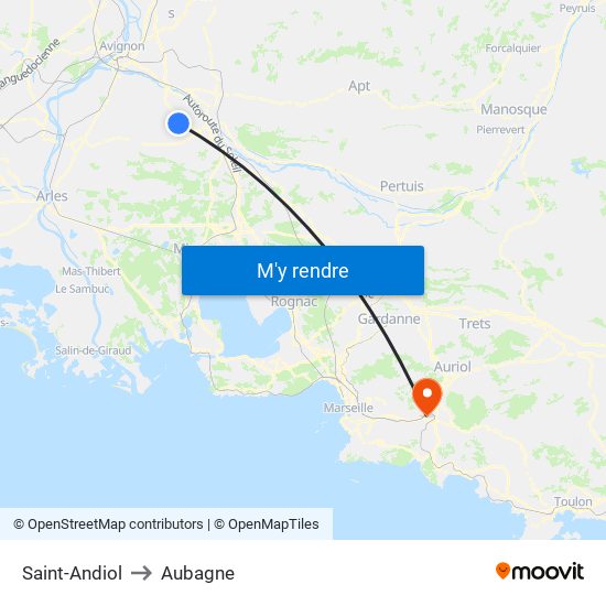 Saint-Andiol to Aubagne map