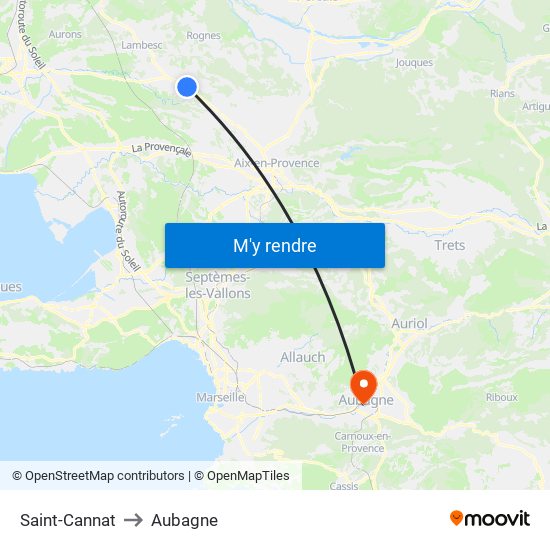 Saint-Cannat to Aubagne map
