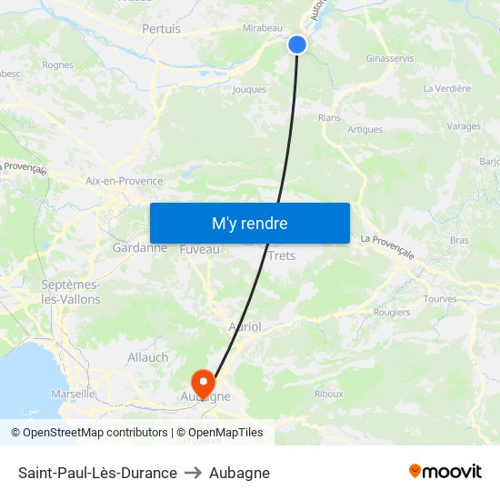 Saint-Paul-Lès-Durance to Aubagne map