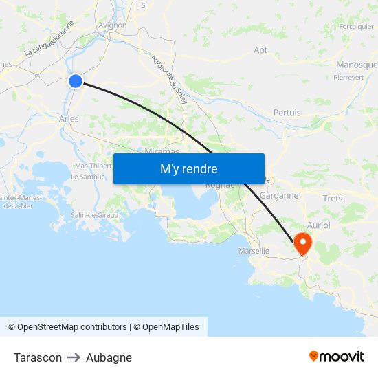 Tarascon to Aubagne map