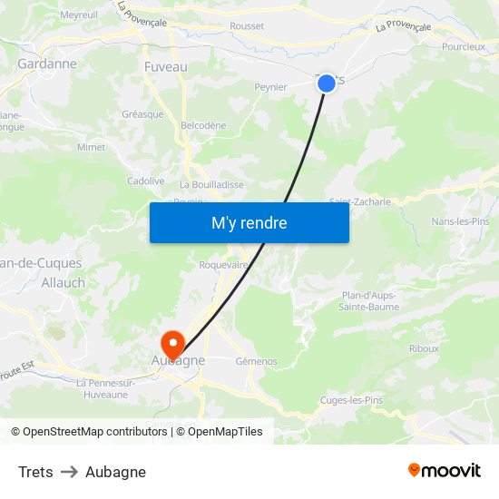 Trets to Aubagne map