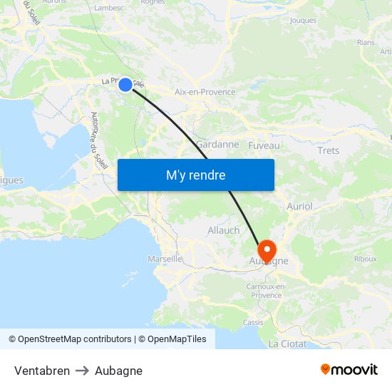 Ventabren to Aubagne map