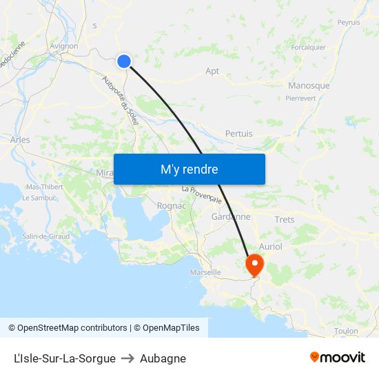 L'Isle-Sur-La-Sorgue to Aubagne map