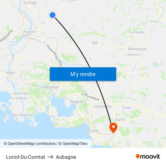 Loriol-Du-Comtat to Aubagne map