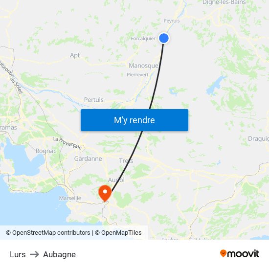 Lurs to Aubagne map