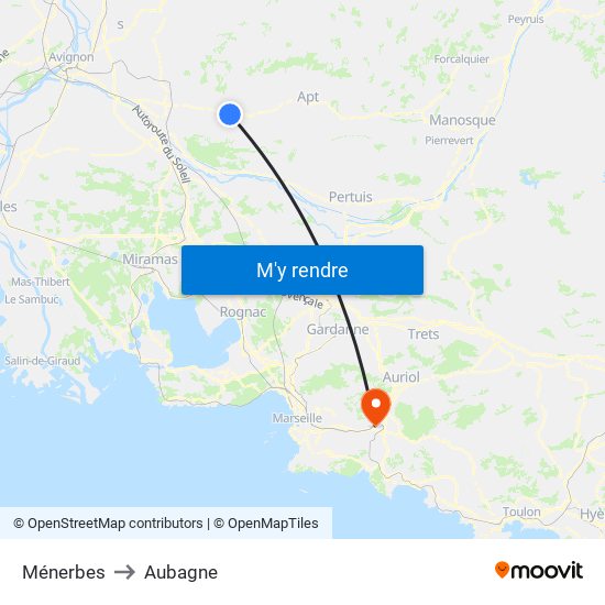 Ménerbes to Aubagne map