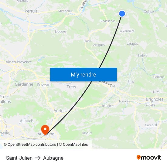 Saint-Julien to Aubagne map