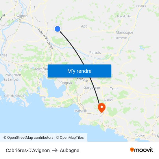 Cabrières-D'Avignon to Aubagne map