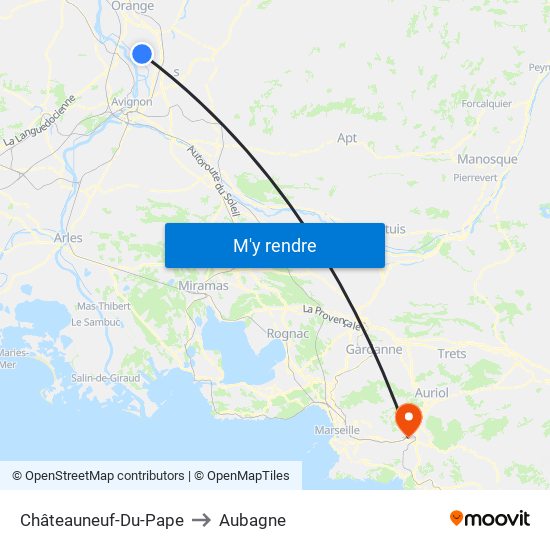 Châteauneuf-Du-Pape to Aubagne map