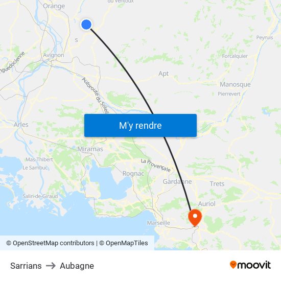 Sarrians to Aubagne map