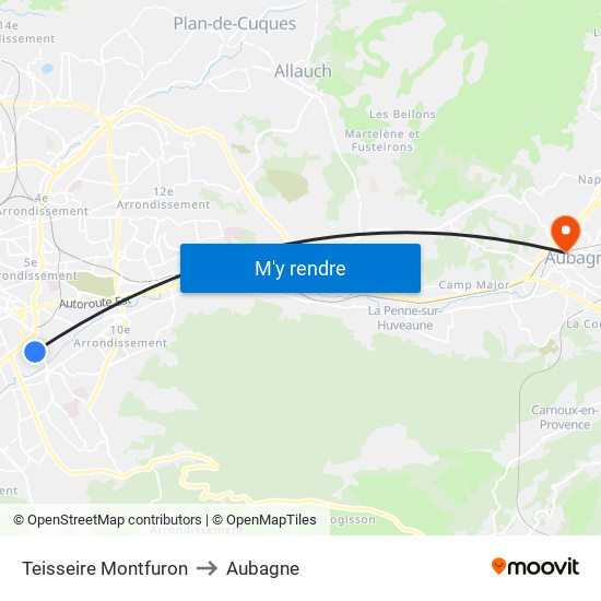 Teisseire Montfuron to Aubagne map