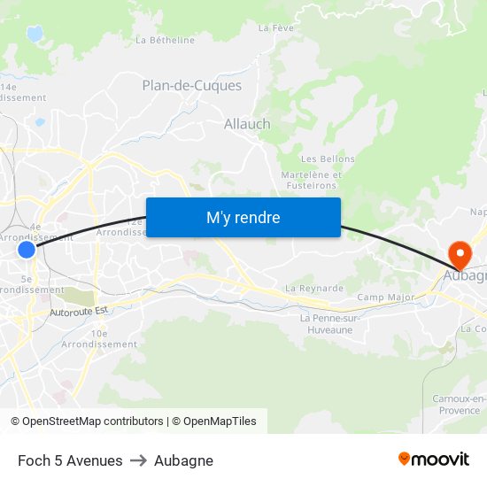 Foch 5 Avenues to Aubagne map