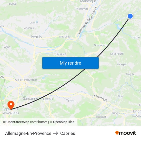 Allemagne-En-Provence to Cabriès map