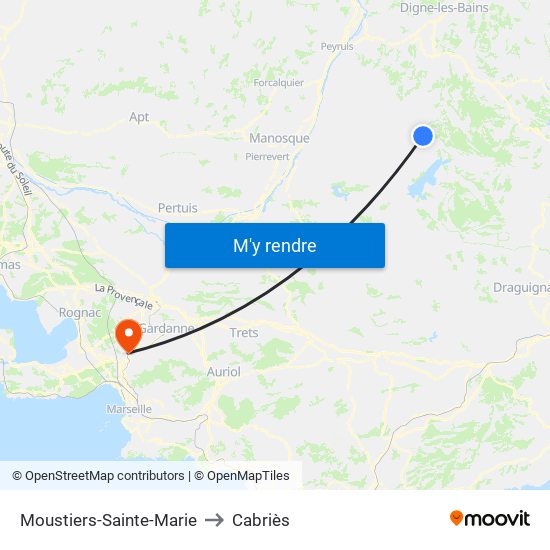 Moustiers-Sainte-Marie to Cabriès map